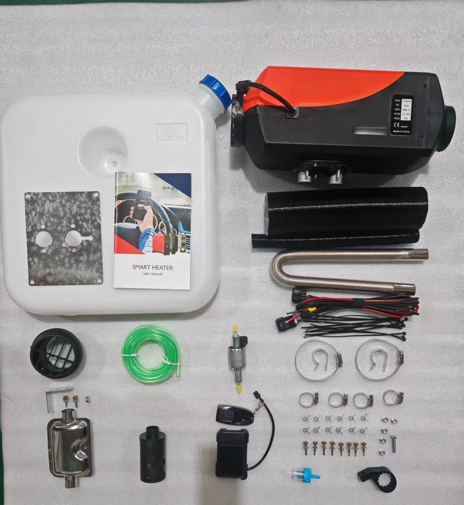 Complete bunk heater kit: heater, 10 litre tank, fuel pump, exhaust, silencer, ducting, controller, remote and fittings
